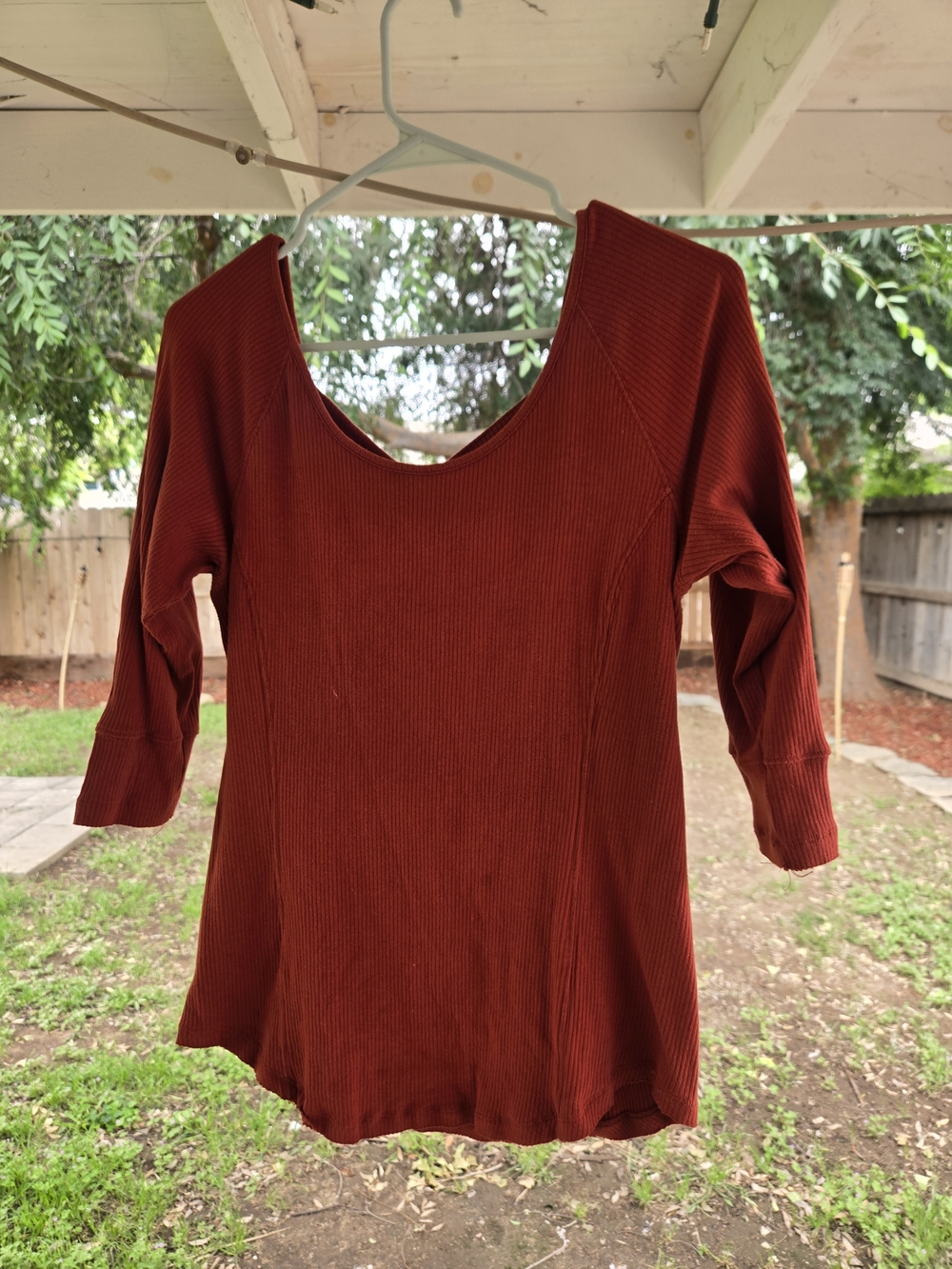 Women’s Ribbed Scoop Neck Top - Rust Maurices